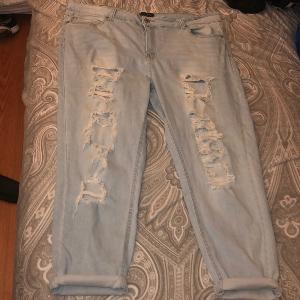 Plus Size Distressed Boyfriend Jeans